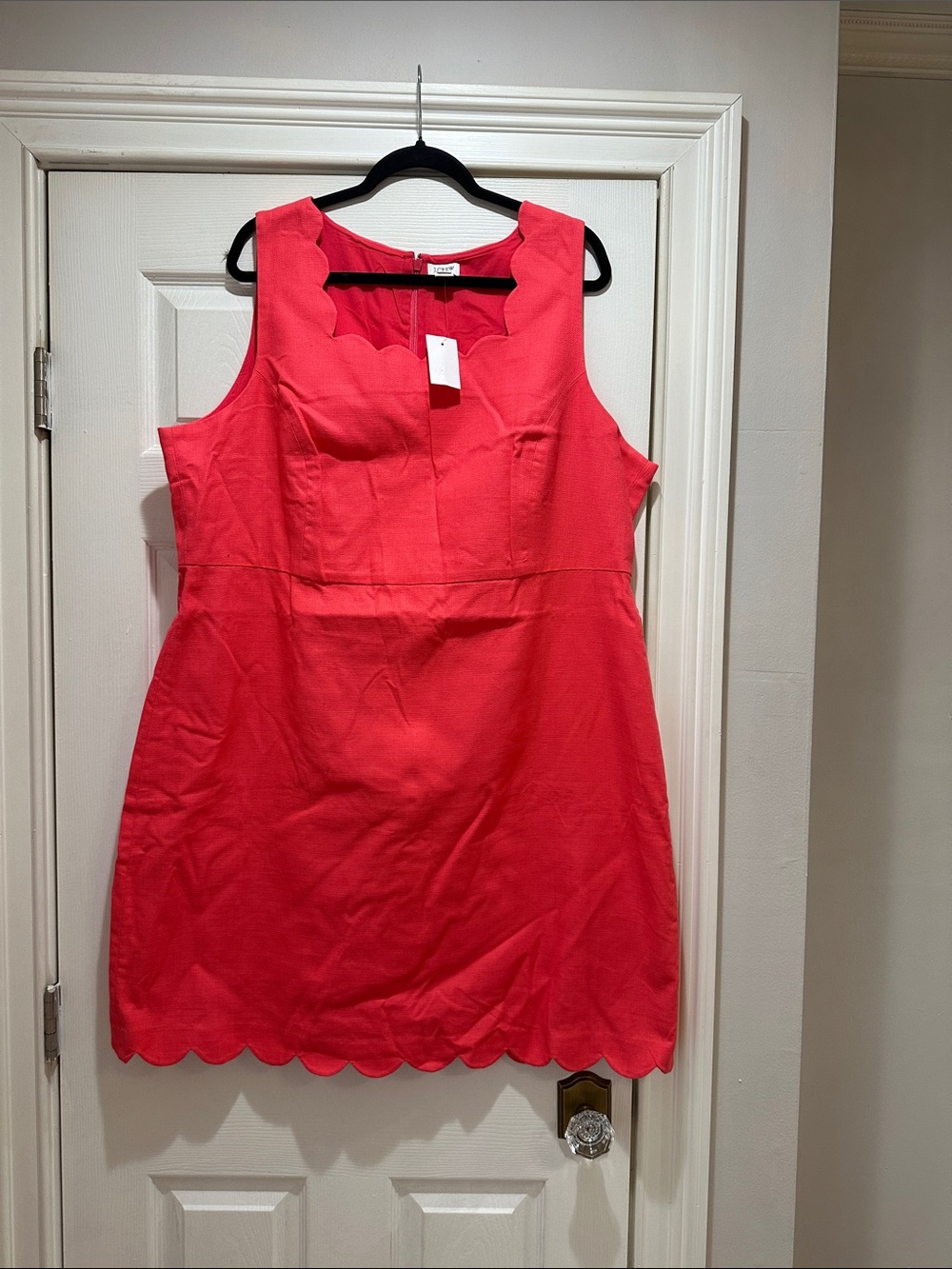 J. Crew Coral Scallop-Edge Sleeveless Mini Dress